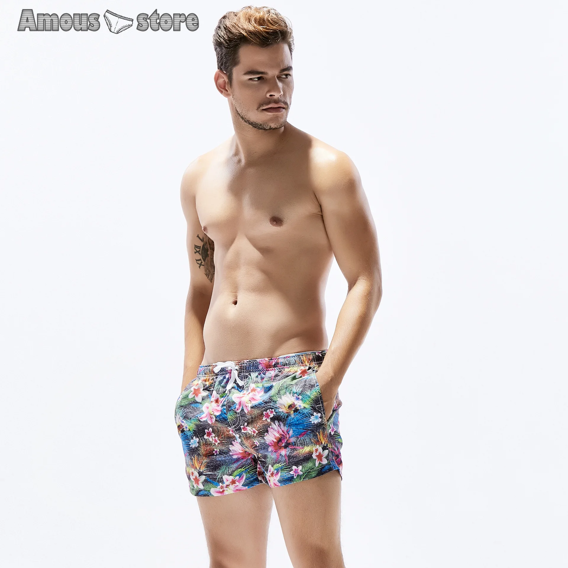 

Men Print swimwear Men Breathable Men's Swimsuits Swim Trunks Boxer Briefs Sunga Swim Suits Maillot De Bain Beach Short