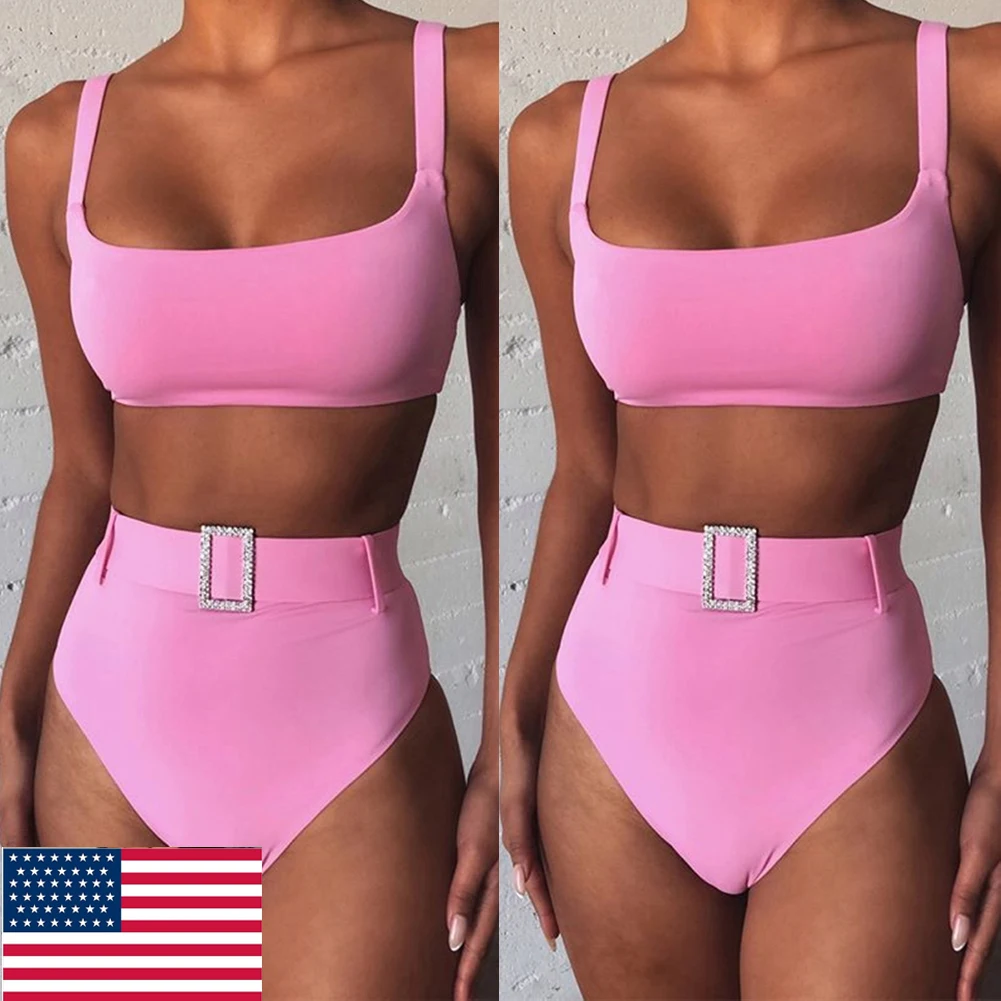 pink bikini high waisted