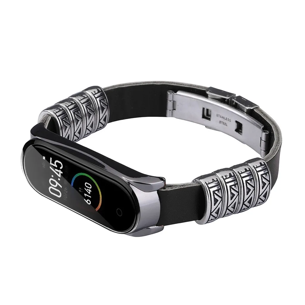 Кожаный браслет Xiaomi Mi Band 4 ремешок на запястье винтажный Легкий Смарт Correa для