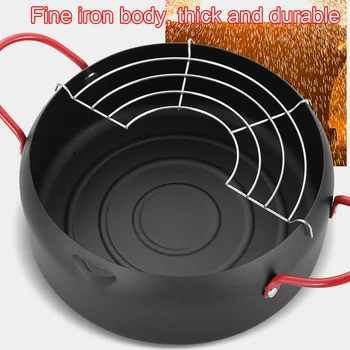 

22cm Tempura Handle Easy Clean Deep Fryer Iron Pot Cookware Japanese Style With Clip Kitchen Non Stick Household Potable