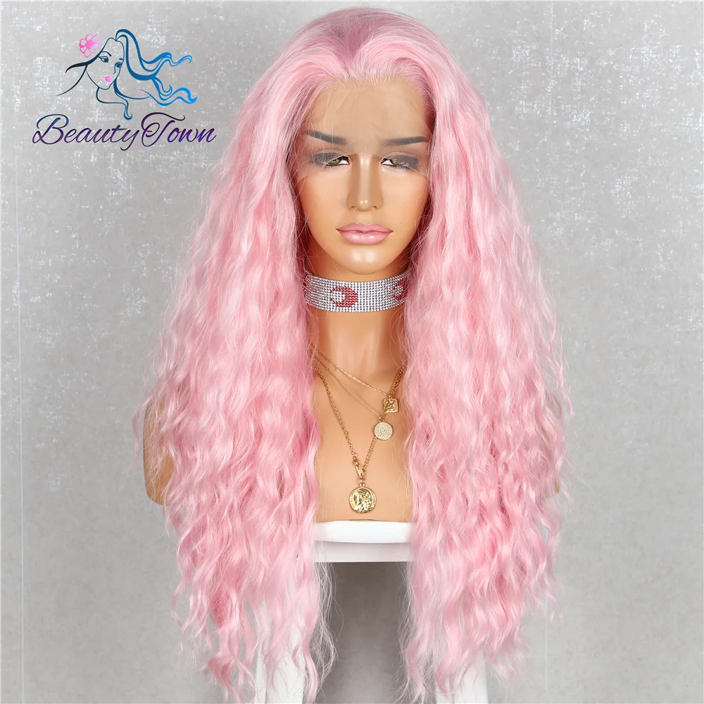 Spiksplinternieuw BeautyTown Wave Water Pink Heat Resistant Wig Hand Tied Daily ZO-13