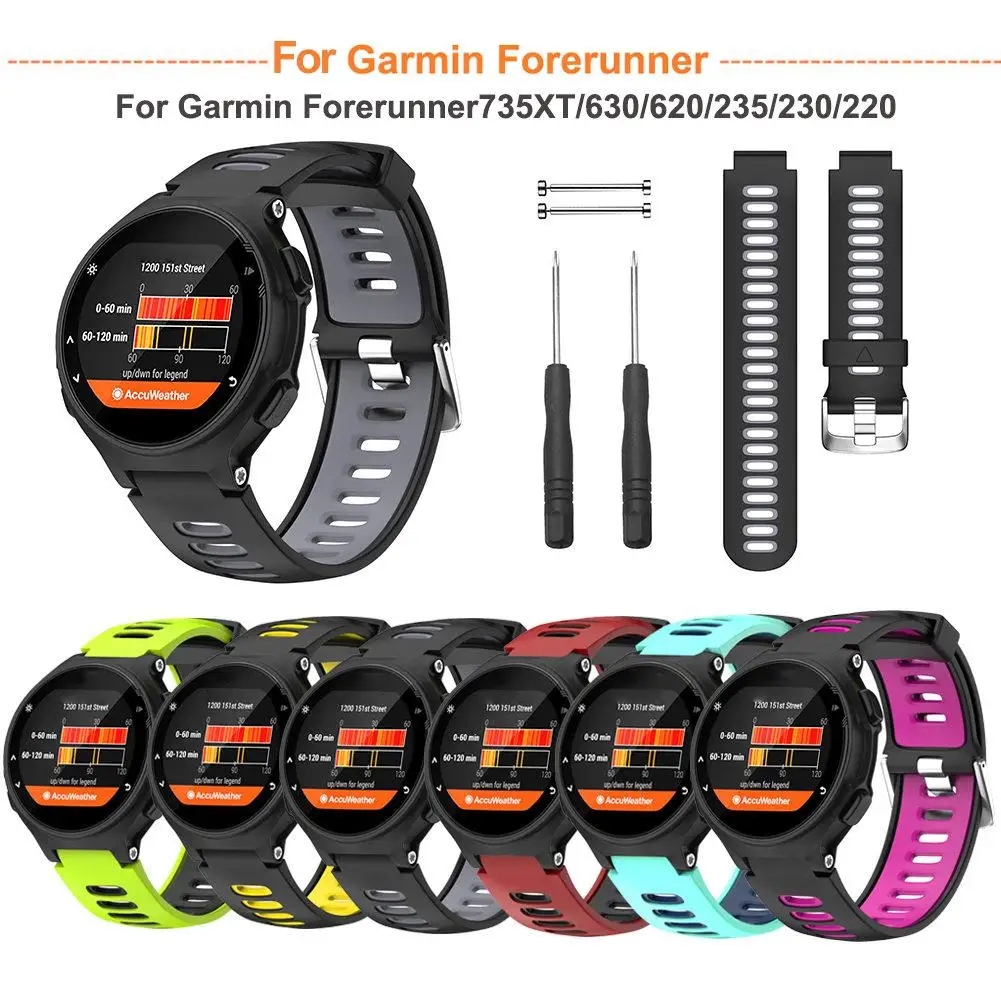 Сменный ремешок для наручных часов Garmin Forerunner 735XT 630 620 235 230 220 удобные силиконовые 2 Цвет браслет ремешок для часов 125 92 22 мм