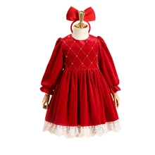 Г. Платье для девочек из вельвета; зимний стиль; кружевное вельветовое платье принцессы в западном стиле; обруч для волос