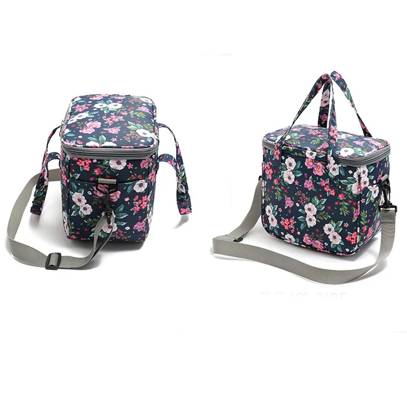 Women Insulated Lunch Box For Shoulder Kids Thermal Food Fresh Breakfast Bag Storage Grils Cooler Tote Picnic Bags Large 7L Case