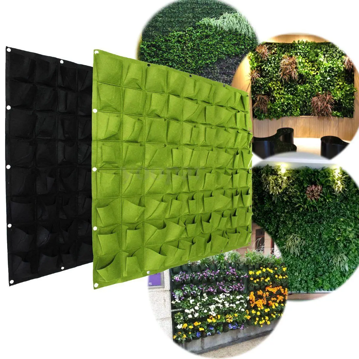 72-Pocket Outdoor Indoor Wall Balcony Herb Home Garden Hanging Planter Bag