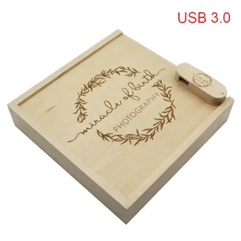 

TEXT ME usb3.0 LOGO photography 360 rotate degree maple Wood+box usb flash drive pendrive 4GB 8GB 16GB 32GB usb 3.0 wooden