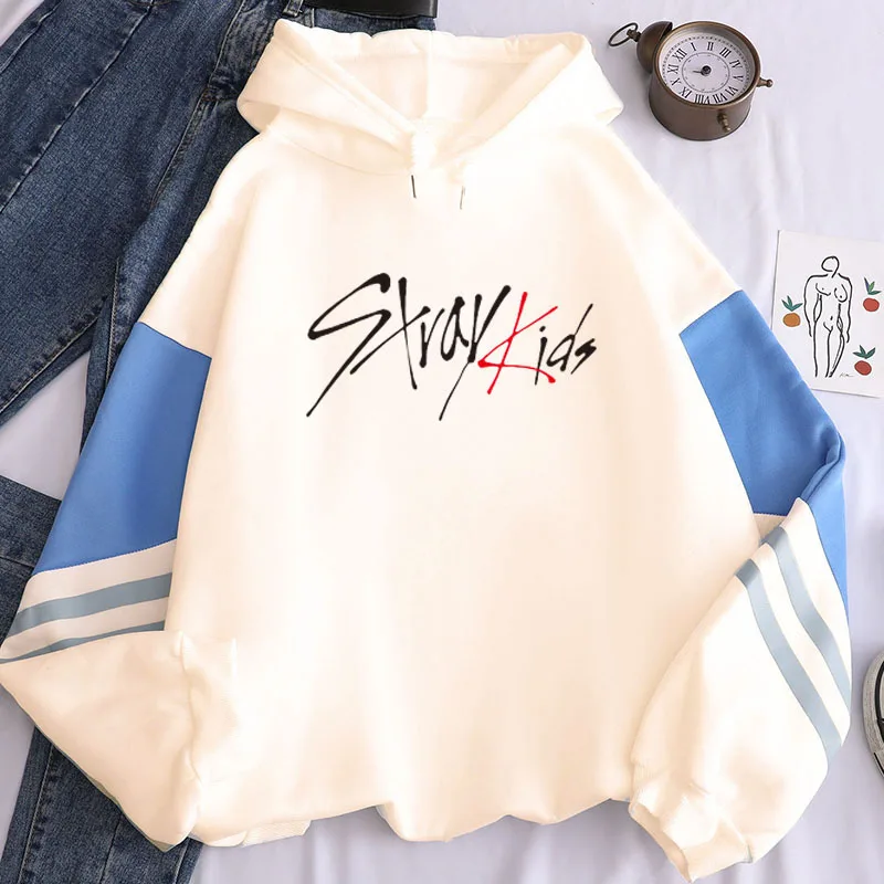 Sudadera con capucha de estilo coreano Harajuku para mujer, ropa para Parte Superior Femenina, estilo KPOP Straykids, Con álbum de Stray, manga larga, retales