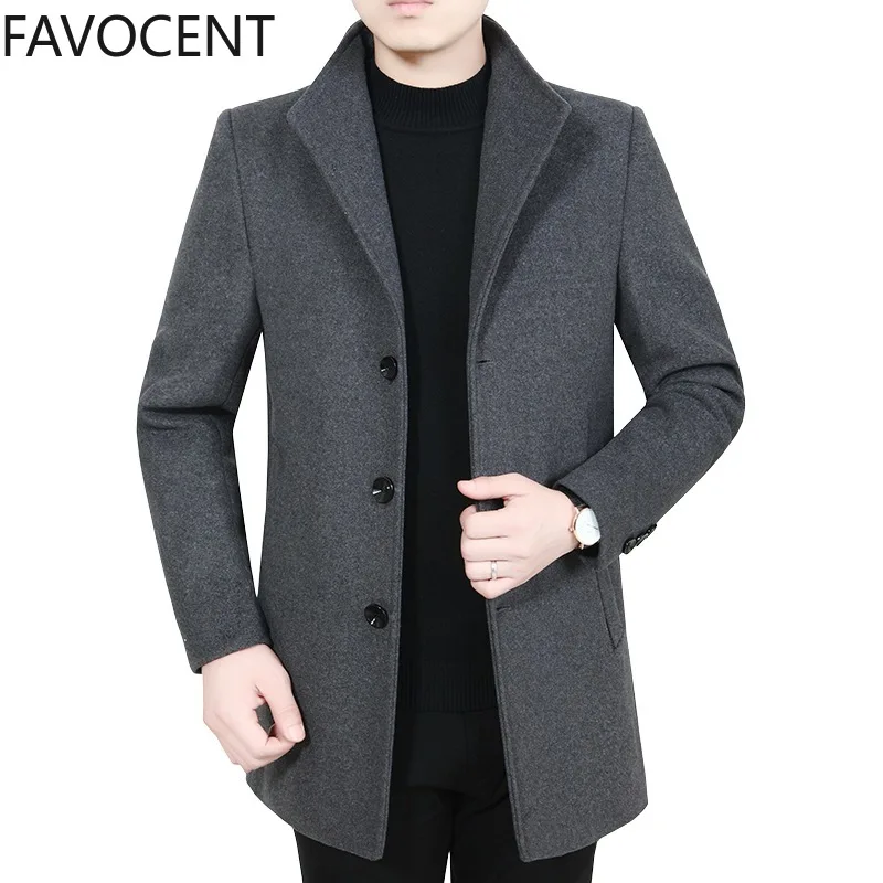 Men Coat Winter Mens Wool Warm Overcoat High Quality Mens Thick Wool Coats Fashion Wool Blends Male Coat Solid Turn-down Collar Men Coat Winter Mens Wool Warm Overcoat High Quality Mens Thick Wool Coats Fashion Wool Blends Male Coat Solid Turn-down Collar