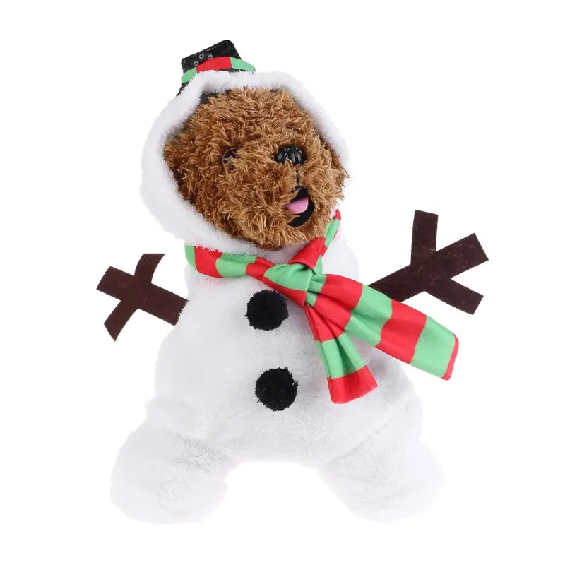 Рождественский костюм для собаки, теплый фланелевый костюм снеговика, наряд для щенка, праздничный Декор Y1AB