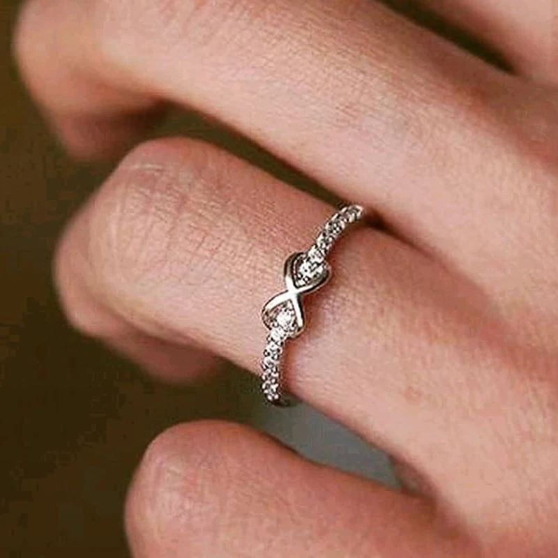 Huitan الساخن الفضة مطلي البنصر للنساء إنفينيتي تس...