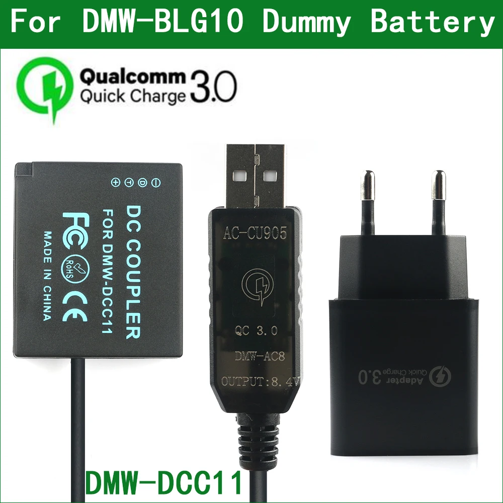 

DMW-BLG10 BLE9 Dummy Battery DMW-AC8 DMW-DCC11 DC Coupler for Panasonic DMC-GF3 GF5 GF6 GX7 GX7MK2 GX7 Mark II GX80 GX85 ZS60