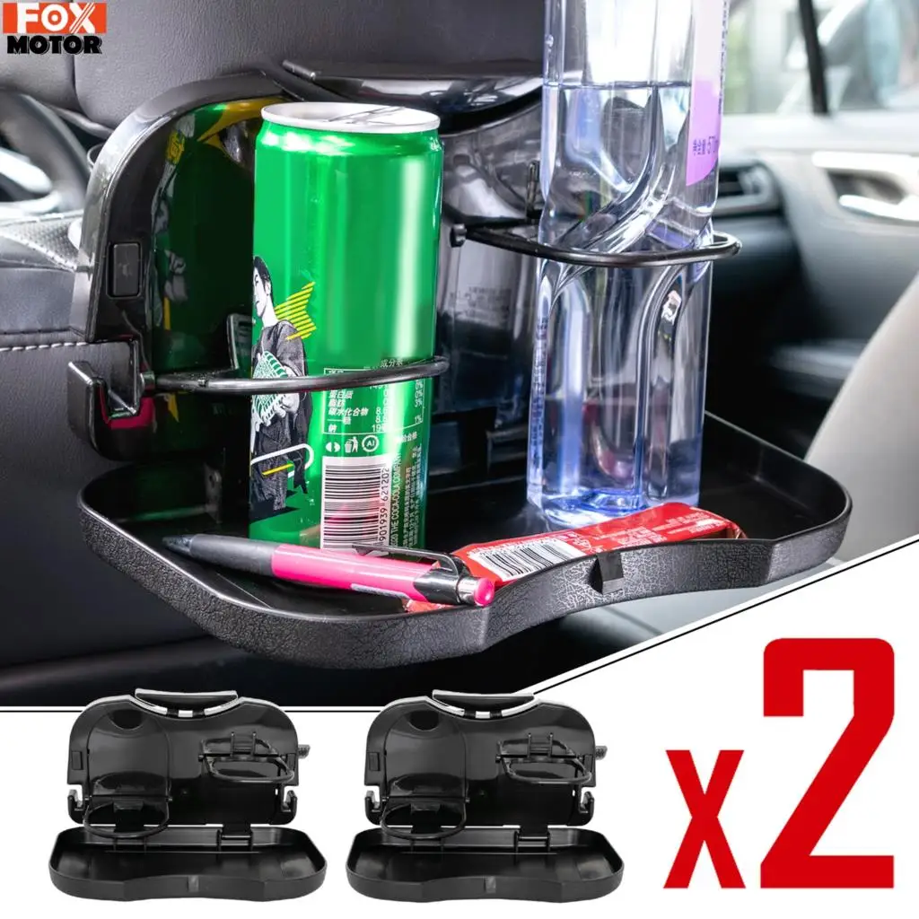 2pcs Folding Car Cup Holder Drink Coffee Bottle Organizer Food Tray Automobiles Table for Burgers French Fries Accessories | Автомобили и