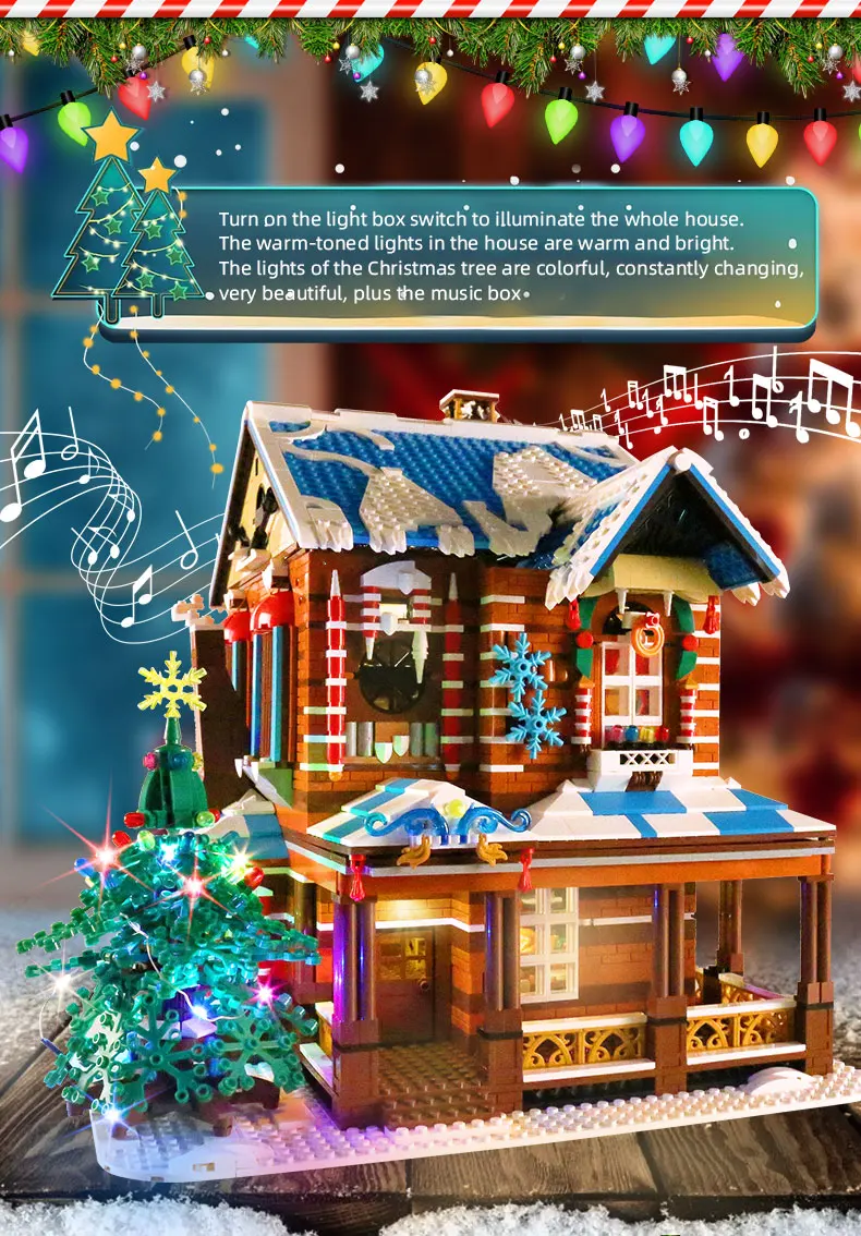 H8c4b1a68bfbd4346b93e1a92c4ae7926U Mold KING kreatywne prezenty świąteczne karuzela plac zabaw diabelski młyn ełk sanie montaż cegieł Kid edukacyjne do budowania zabawek