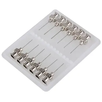 

1/2 Inch Silver Stainless Steel 25Ga Connector Adhesive Glue Tip Dispensing Needles Pack of 12