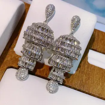 HIBRIDE Traditional Style Gold Color Big Drop Earrings for Women Wedding Party with AAA CZ Stones Fashion Jewelry E-848