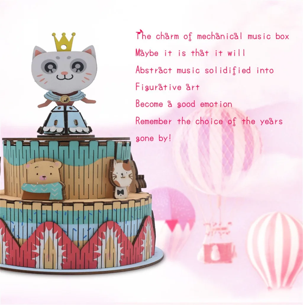 DIY Wooden Christmas Santa Music Box Clockwork Merry Go Round Carousel Home Decor Wind Up Birthday Present For Children Gifts