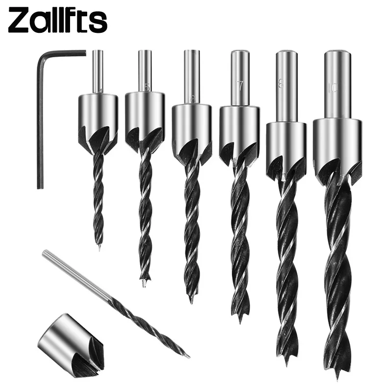 

7Pcs Flute Countersink Drills BitS countersunk head drilling Bit Set 3 Tips Woodworking drill 3,4,5,6,7,8,10mm