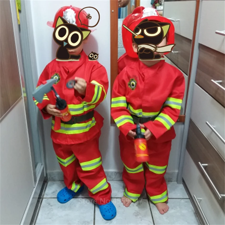 

Children Sam Fireman Army Suit Halloween Cosplay Kids Firefighter Uniform Christmas Gift Baby Girl Boy Costume Carnival Party
