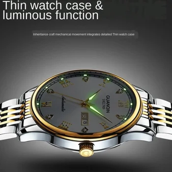 

Guanqin Genuine Business Series New Watch Men's Automatic Mechanical Watch Ultra-thin Fashion Luminous Waterproof Watch