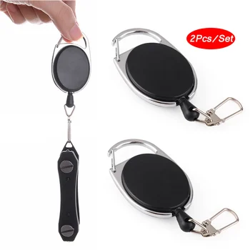 

2pcs/Set Retractable Badge Holder Reel Key Ring Badge Reel with Carabiner Reel Clip on Bus Card ID Card Name Tag Badge Holder