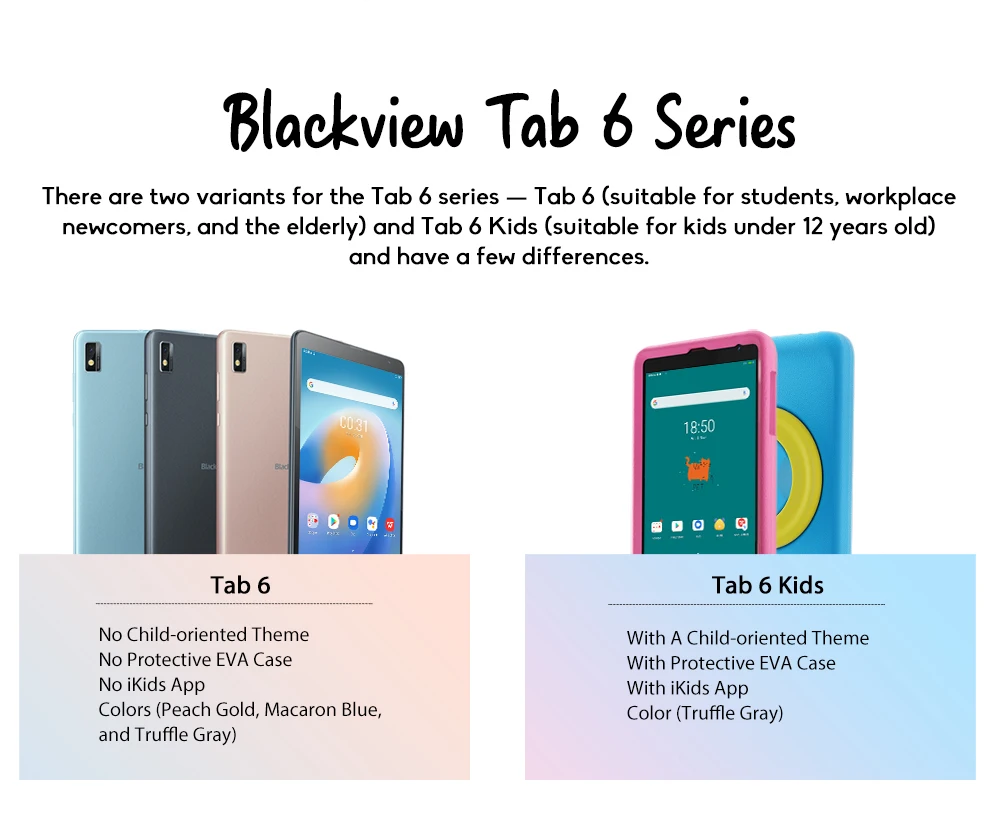 Blackview Tab 6 Kids 3GB+32GB 8inch HD IPS 5580mAh Phone Call Tablet PC T310 Android 11 5MP Rear Camera 4G Tablets cell phone ratings android