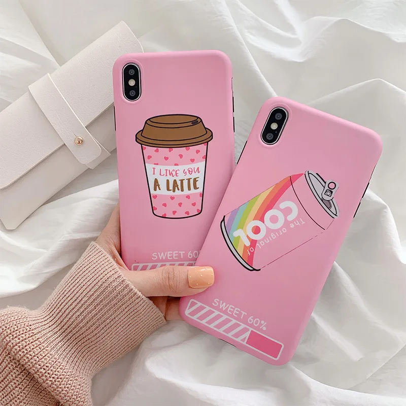 Kawaii розовый супер милый напиток корейский чехол для iPhone X Xsmax XR Xs 7 Puls 6 6S 8Puls Чехлы