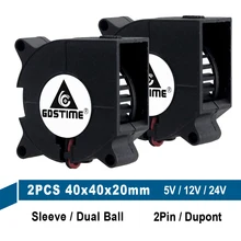 Gdstime – ventilateur de refroidissement pour imprimante 3D, 4cm, 40x20mm, roulement à billes 4020, 5V, 12V, 24V, 2 pièces