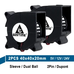 Gdstime – ventilateur de refroidissement pour imprimante 3D, 4cm, 40x20mm, roulement à billes 4020, 5V, 12V, 24V, 2 pièces 