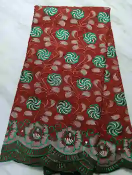 

5 yard Swiss lace fabric 2020 latest heavy beaded embroidery African 100%cotton fabrics Swiss voile lace popular Dubai style