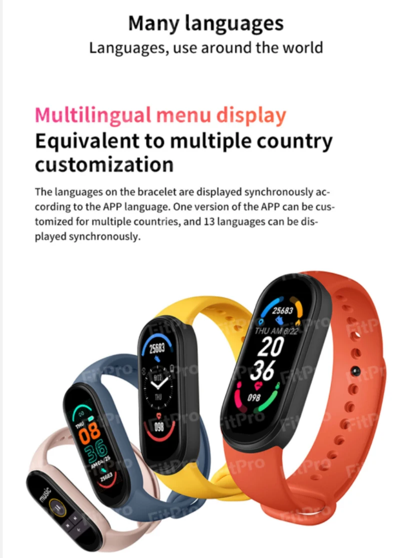 M6 Smart Bracelet AMOLED Screen M6 Bluetooth-compatible Smartband Heart Rate Fitness Tracker Sport IP67 Waterproof SmartBand