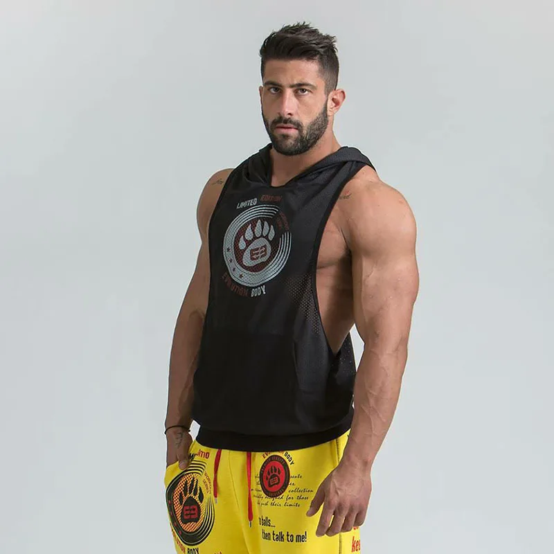 Muscle Dr. Brother стиль лето сетка с капюшоном дышащий повседневный спортивный жилет для фитнеса