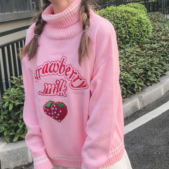 Kawaii Strawberry Embroidered Sweater 2