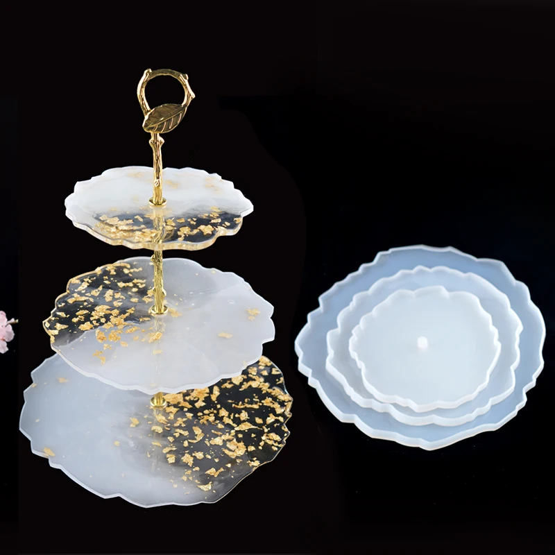 

Cross Border ins Wind Three Layer Round Fruit Tray Mold DIY Crystal Drop Glue Fruit Tea Tray Table Tray Epoxy Resin Mold
