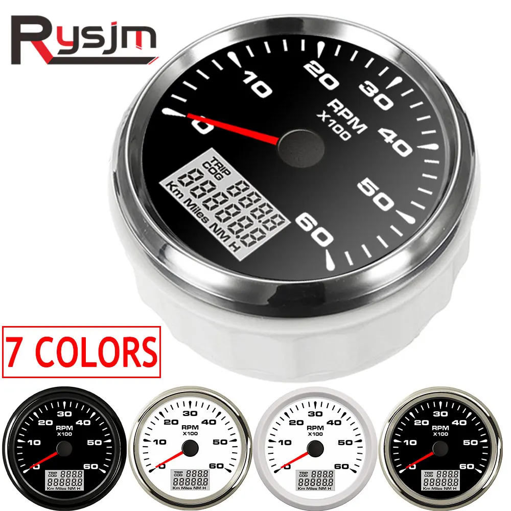 

Waterproof 85mm Car Boat Tachometer Marine Tacho Meter LCD Hourmeter 6000 RPM meter 7 Color Backlight for Audi A4 BMW E46