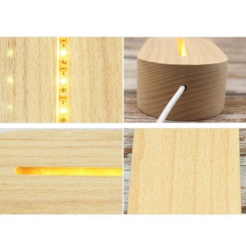 

Handmade Crystal Glass Art Oval Wood LED Base Resin Art Ornament Wooden Night Lighted Base Stand Resin Art Crafts Tools