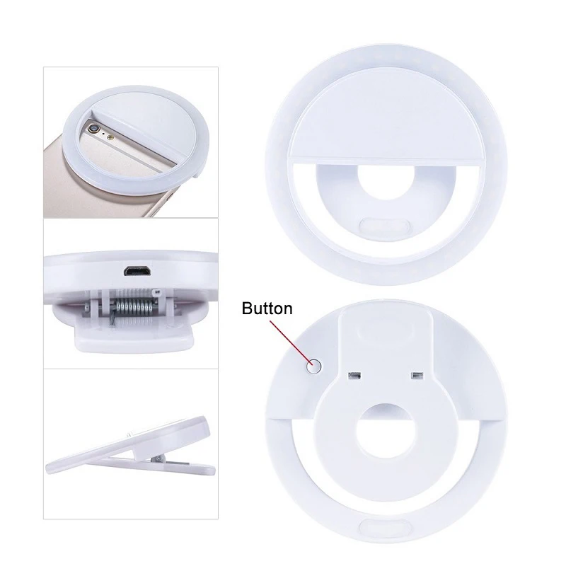 USB 충전 LED 셀카 링 라이트 보충 조명, 야간 어둠 셀카 강화, 휴대폰 필 라이트 플래시, Maquillaje