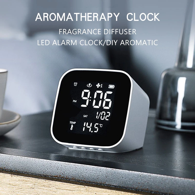 Essential Oil Diffuser Alarm Clock Humidifier Clock Night Light