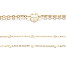 

2Meters Stainless Steel Hollow Heart Link Chain Gold Plated Bilk Cable Chain Supplies for DIY Necklaces Bracelets Jewelry Making
