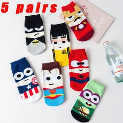 New Cotton Men's Socks Superhero Cartoon Boat Socks Personalized Men's Fashion Socks Colorful Casual Socks 5 Pairs / Set