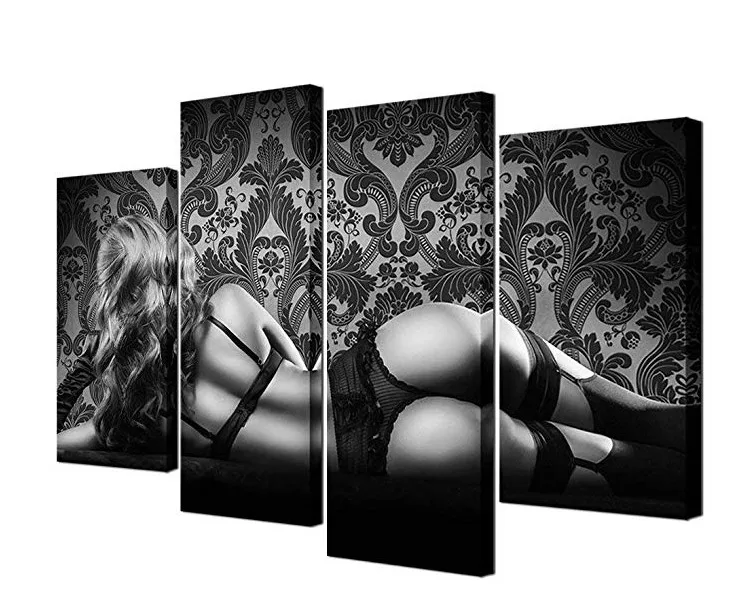 Картина на холсте, современная настенная художественная плакат, сексуальная женщина для гостиной, домашний декор, художественная картина - Цвет: Черный