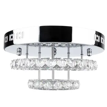 

Minimalist Crystal Ceiling Lamp Dual Ring Dia 15cm Mounting Ceiling Lamp Stainless Steel Bedroom Dining Room Lighting Fixture