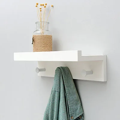 Креативные настенные стеллажи для хранения с крючками DIY деревянная полка для хранения на стене домашний декор полки для хранения мелочей 1 шт - Цвет: white 3 hooks