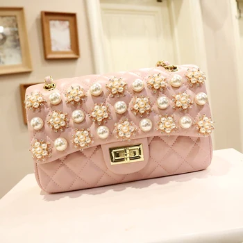 

Pearl Diamond Lattice Checkered Generous Bag Women's Bag 2020 Spring New Chain Shoulder Messenger Bag Fashion Wild Women Handbag