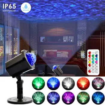 

Ocean Wave Projector Night Light 10 Color Changing Modes Outdoor Waterproof Decorative for Halloween Wedding Swimming Lighting