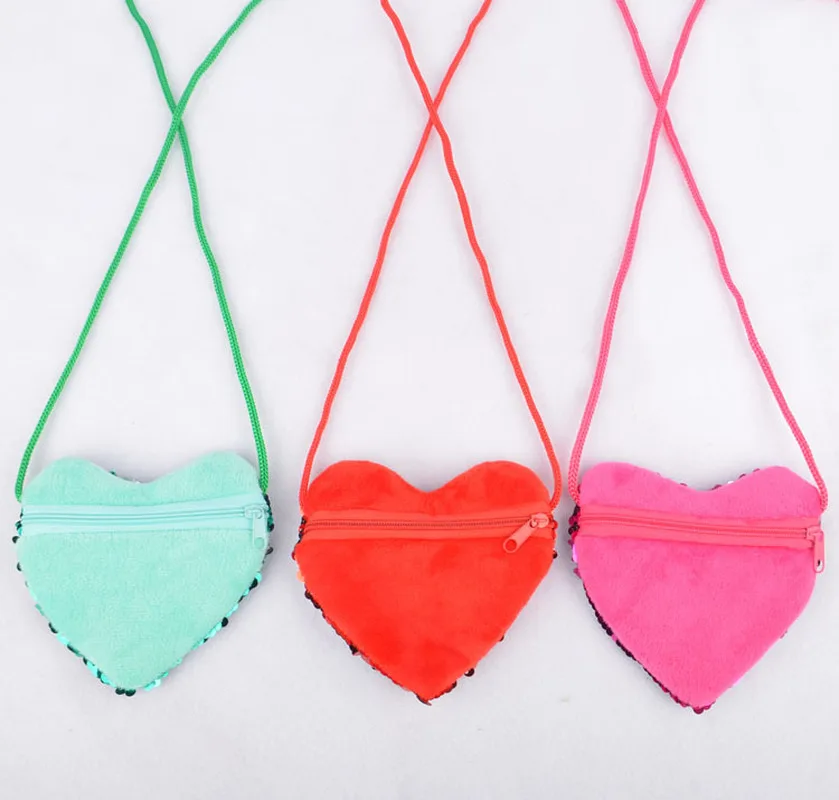 Детская сумка для мелочи с блестками и сердечками|Кошельки монет| |