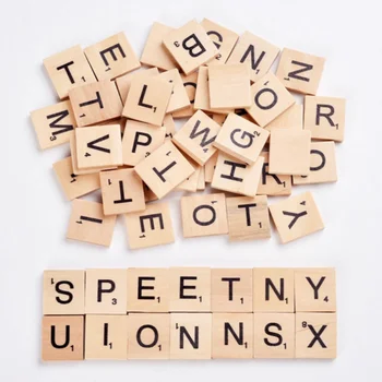 

100Pcs/set English Words Wooden Letters Alphabet Tiles Black Scrabble Letters & Numbers For Crafts Woods