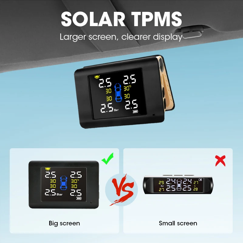Jansite TPMS беспроводная автомобильная система контроля давления в шинах интеллектуальная система Солнечный светодиодный дисплей с 4 встроенными или внешними датчиками