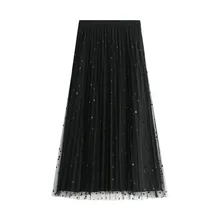 Модная женская одежда в горошек летняя с высокой талией Тюль повседневные плиссированные пляжные юбки из полиэстера цельные