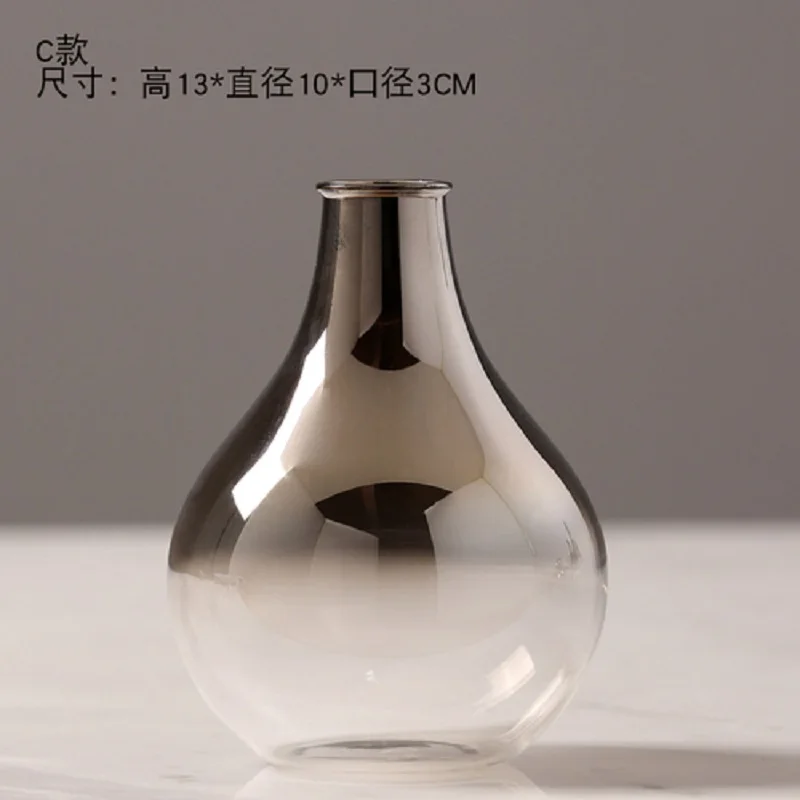 O.Roselif Brand Nordic Flower Glass Vase Creative Silver Gradient Dried Insert Desktop Terrarium Jewelry Decoration Plant Holder 5