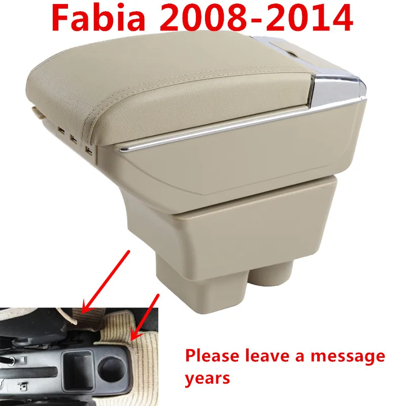 For Skoda Fabia 2008-2014Armrest Box Car Center Storage Box With Cup Holder Arm Rest Rotatable Car-styling Interior Accessories